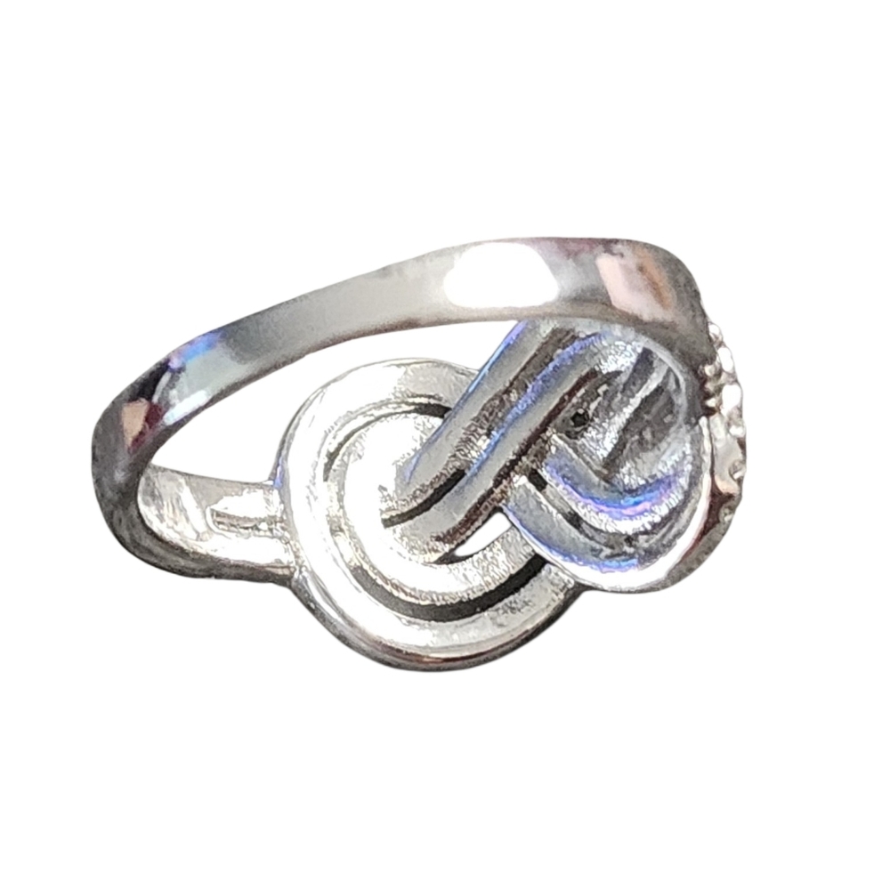 Silvertone Infinity Knot Ring With Rhinestones - image 3